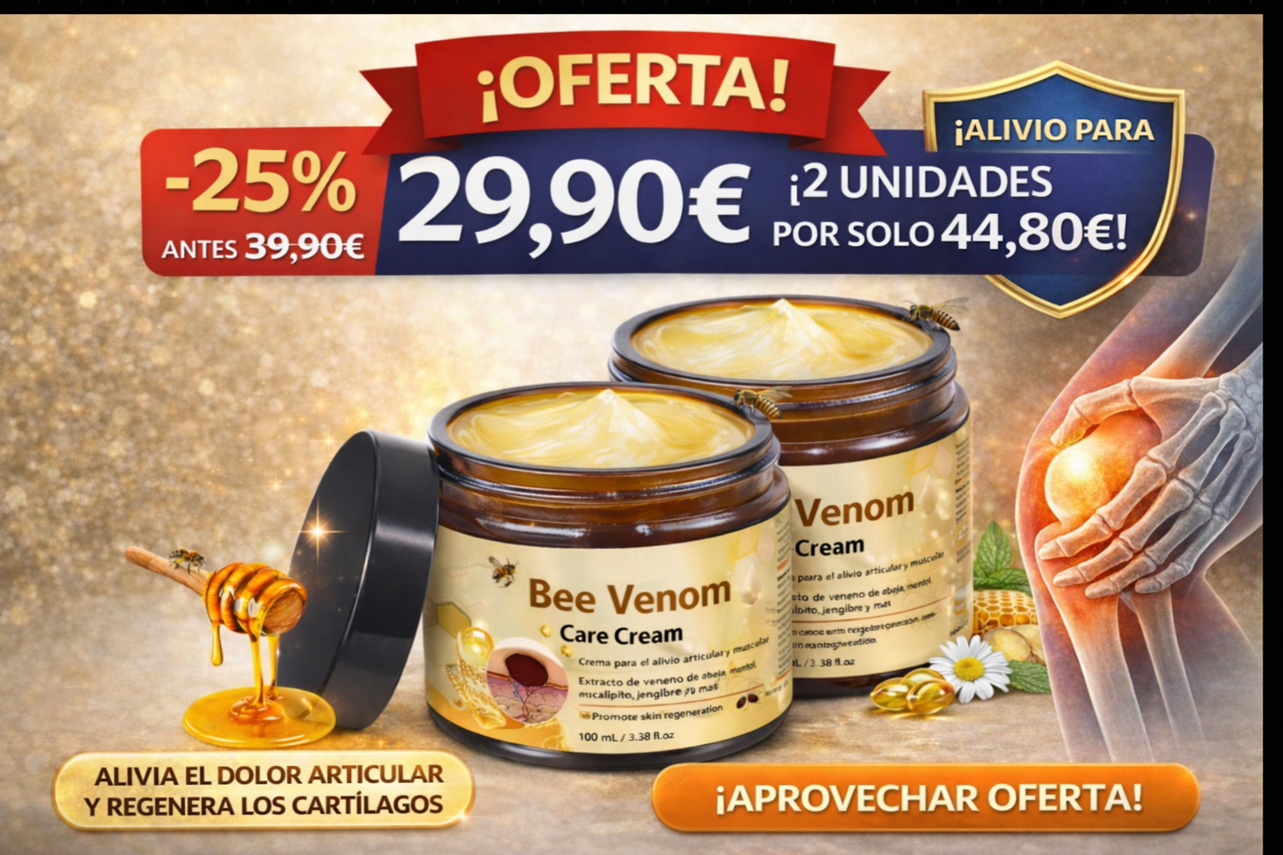 Calma tus articulaciones y huesos con la Crema Bee Venom